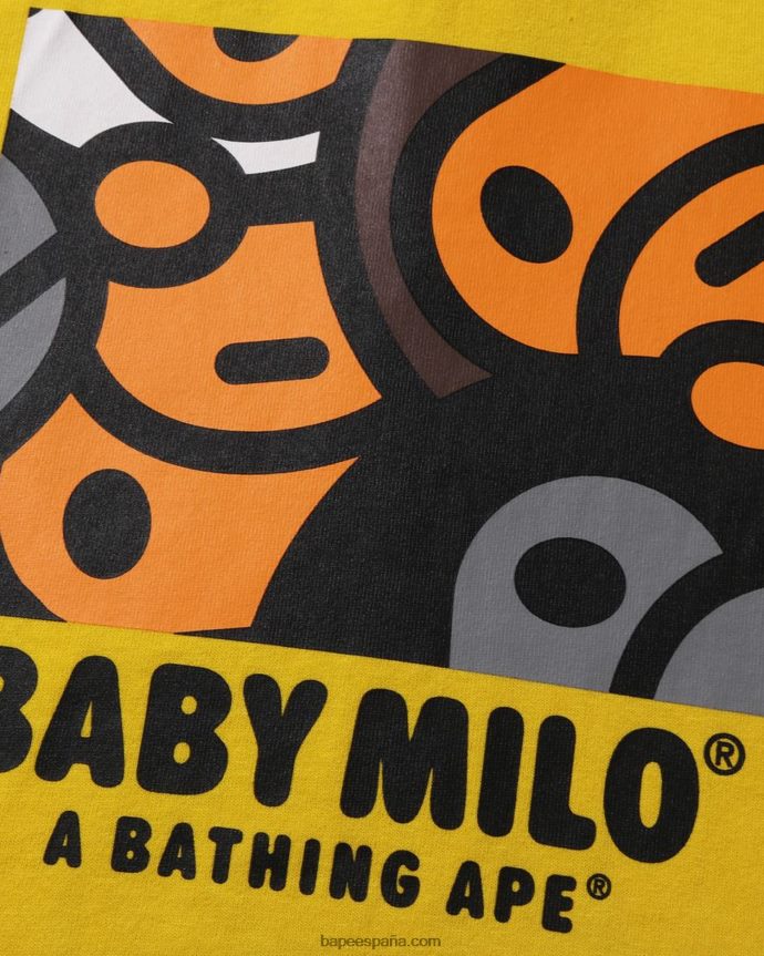 niños A Bathing Ape toda la camiseta de la mezcla del bebé milo 288PLL1517 amarillo empañado