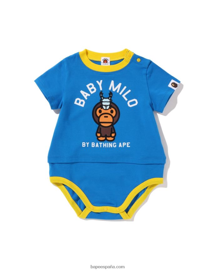 niños A Bathing Ape baby milo body a capas con escarabajo ciervo 288PLL1615 azul