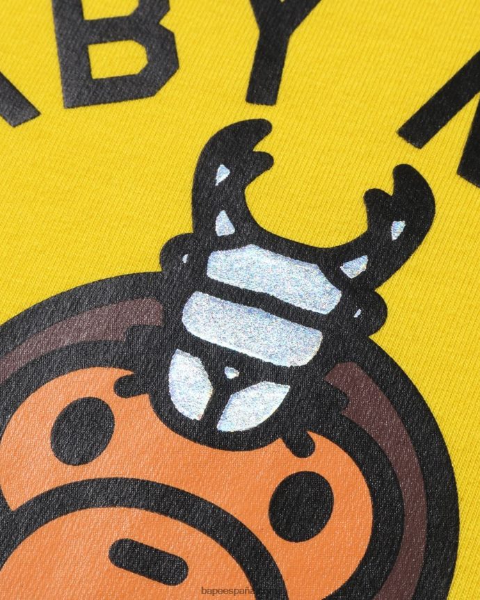 niños A Bathing Ape baby milo body a capas con escarabajo ciervo 288PLL1616 amarillo