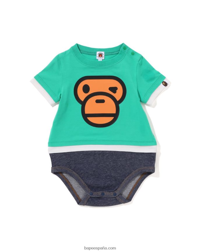 niños A Bathing Ape body a capas con cara de milo 288PLL1701 verde claro