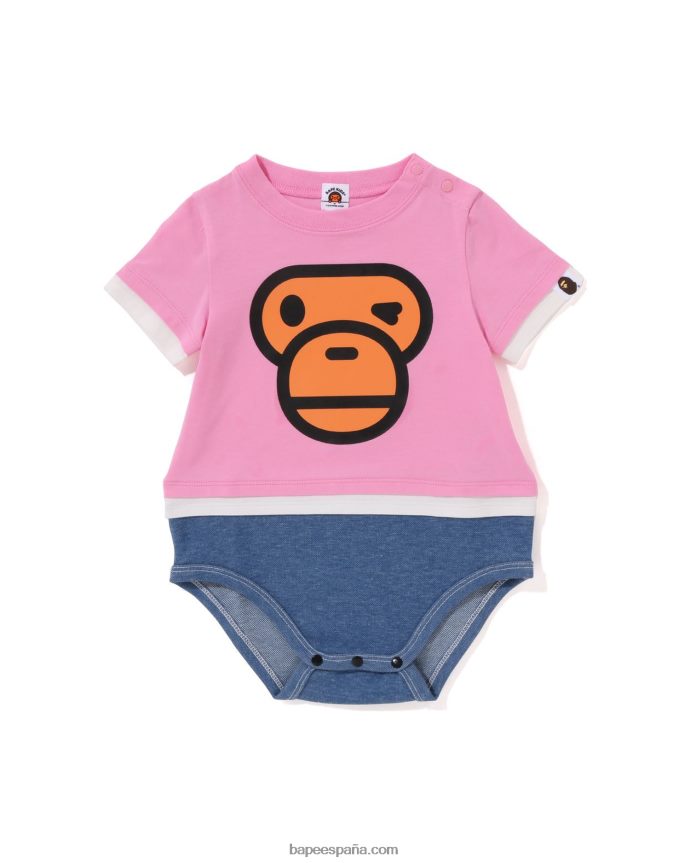 niños A Bathing Ape body a capas con cara de milo 288PLL1702 rosa