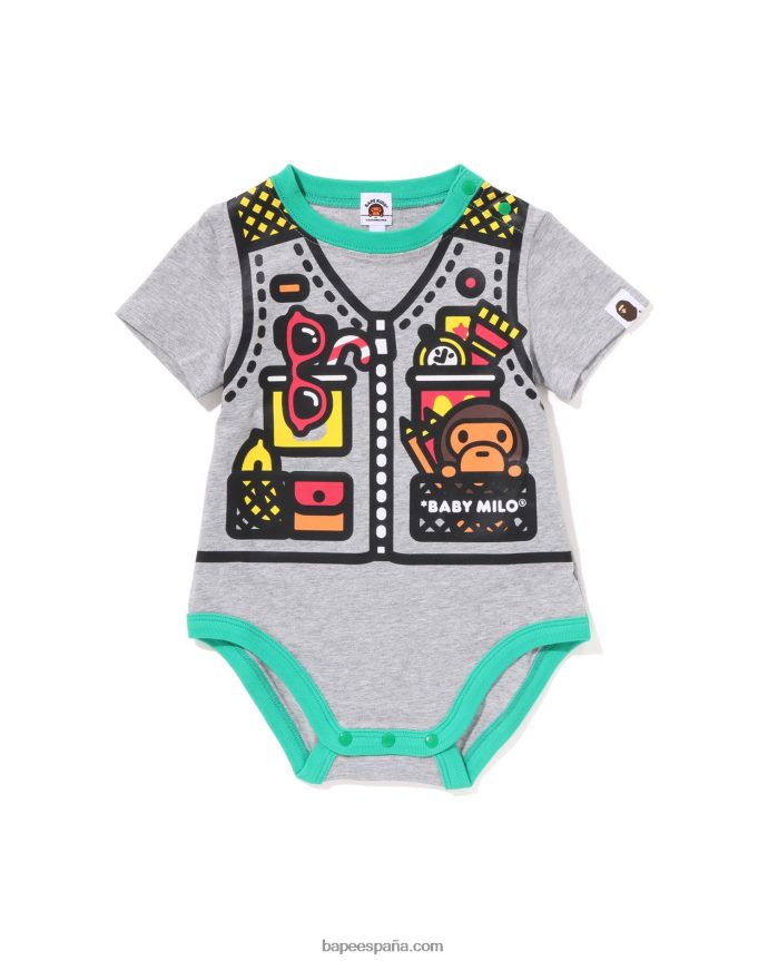 niños A Bathing Ape body con estampado de chaleco baby milo 288PLL1377 gris
