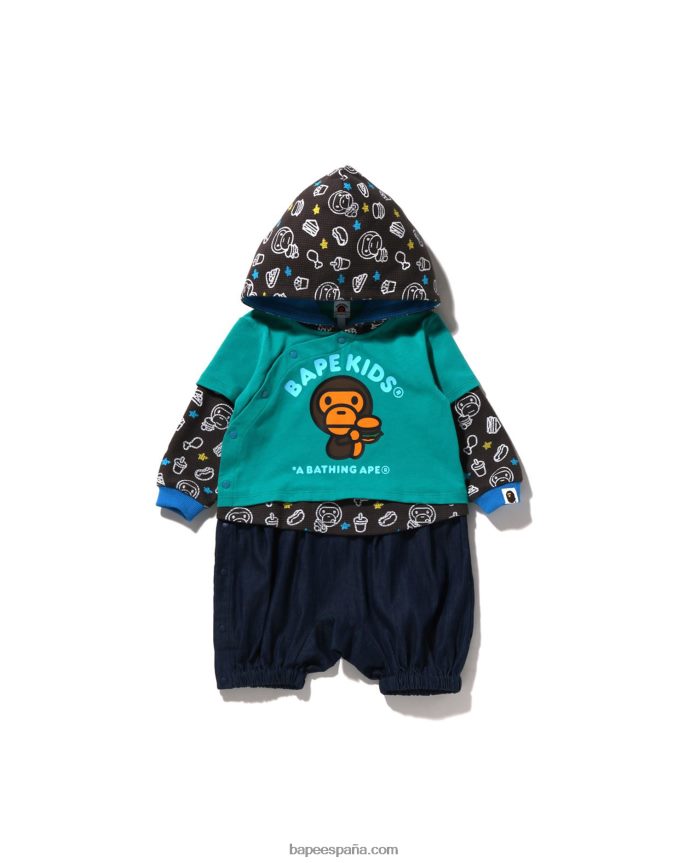 niños A Bathing Ape mameluco a capas de comida chatarra baby milo 288PLL1604 menta