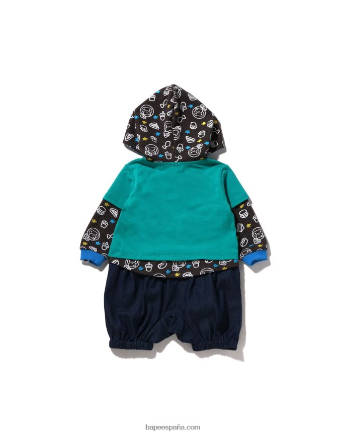 niños A Bathing Ape mameluco a capas de comida chatarra baby milo 288PLL1604 menta
