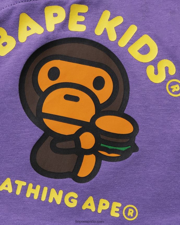 niños A Bathing Ape mameluco a capas de comida chatarra baby milo 288PLL1605 púrpura
