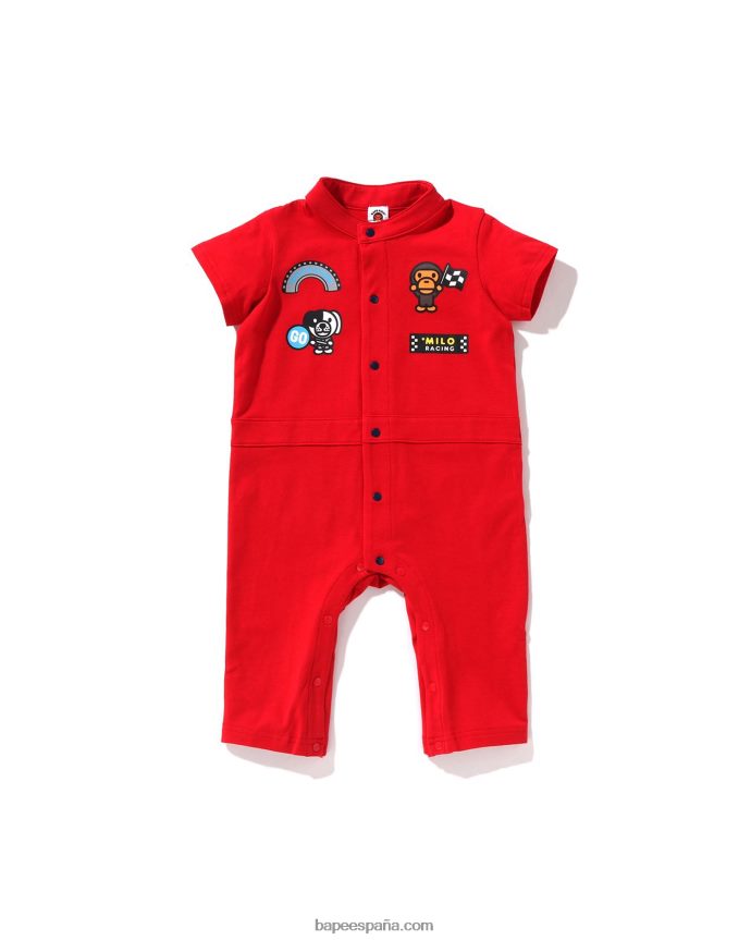 niños A Bathing Ape mameluco de carreras de bebé milo 288PLL1734 rojo brillante