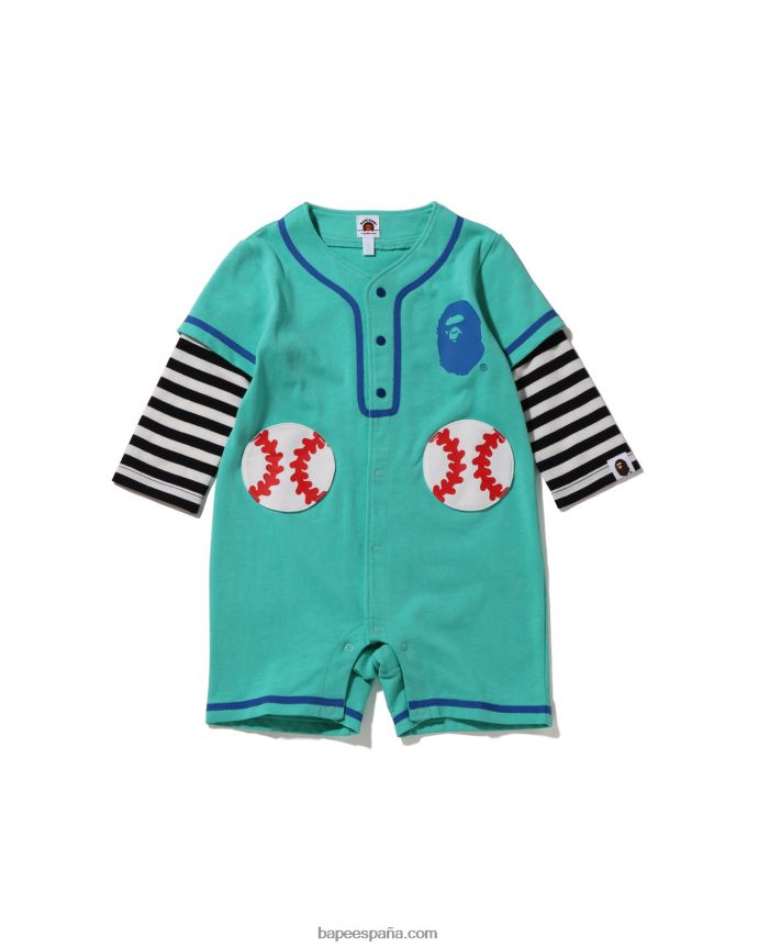 niños A Bathing Ape mamelucos en capas de la camisa de béisbol del aro 288PLL1569 menta