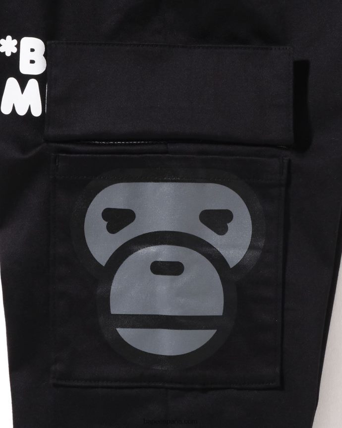 niños A Bathing Ape Pantalones baby milo con bolsillos laterales 288PLL1599 negro