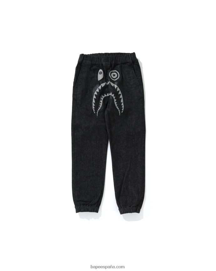 niños A Bathing Ape joggers de mezclilla tiburón 288PLL1793 negro