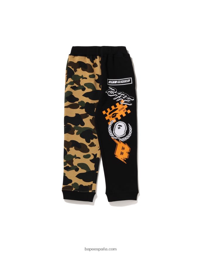 niños A Bathing Ape pantalones de chándal con estampado de emblema del 1er equipo camuflado 288PLL1653 amarillo