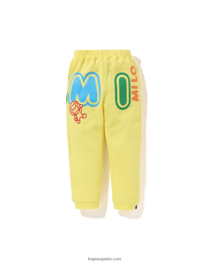 niños A Bathing Ape pantalones de chándal con letras baby milo 288PLL1356 amarillo