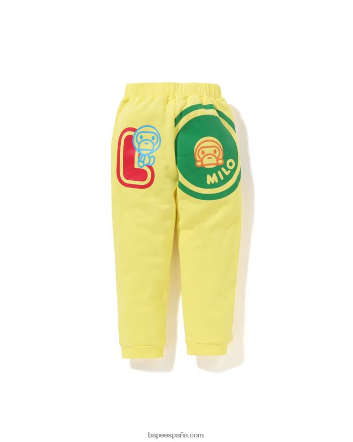 niños A Bathing Ape pantalones de chándal con letras baby milo 288PLL1356 amarillo