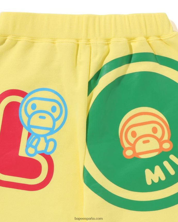niños A Bathing Ape pantalones de chándal con letras baby milo 288PLL1356 amarillo