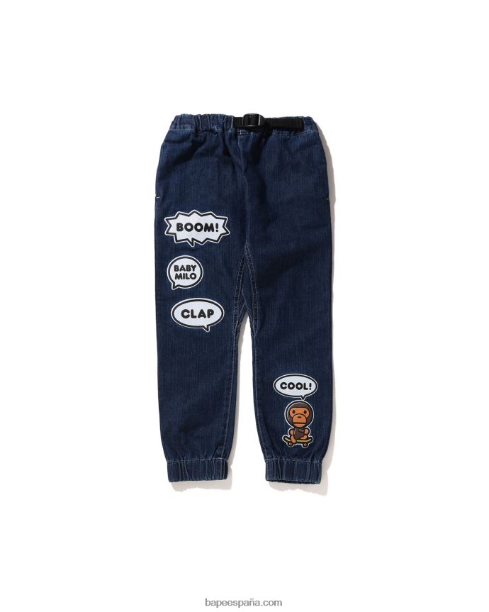 niños A Bathing Ape pantalones de mezclilla con globos de diálogo de baby milo 288PLL1560 mezclilla