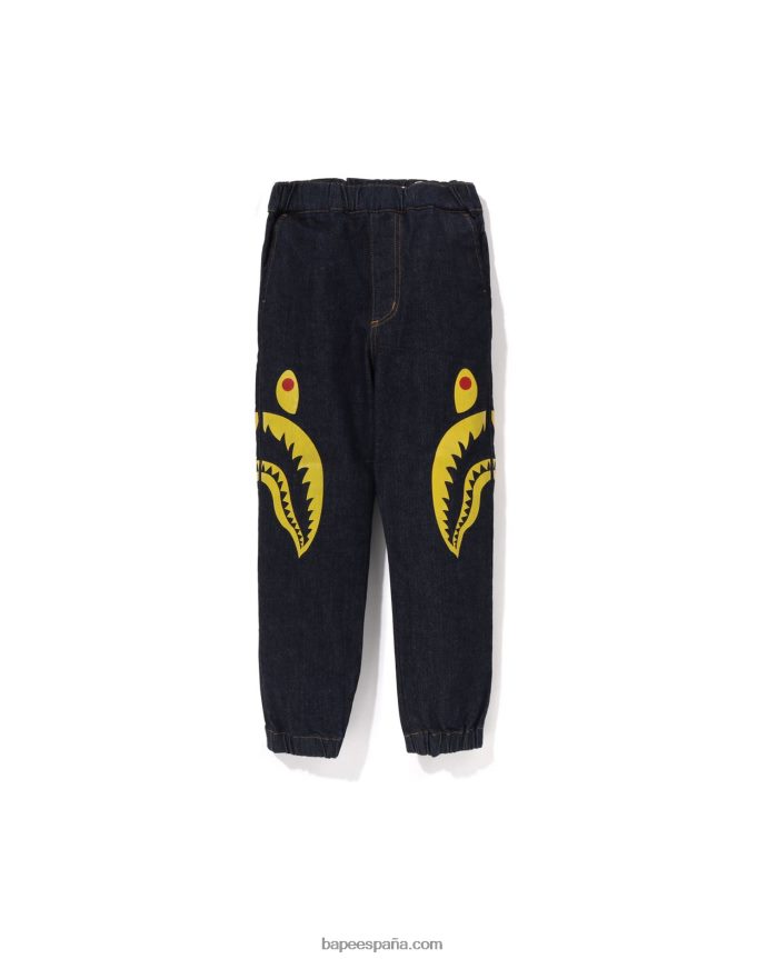 niños A Bathing Ape pantalones de mezclilla tipo jogger con tiburón lateral 288PLL1405 mezclilla