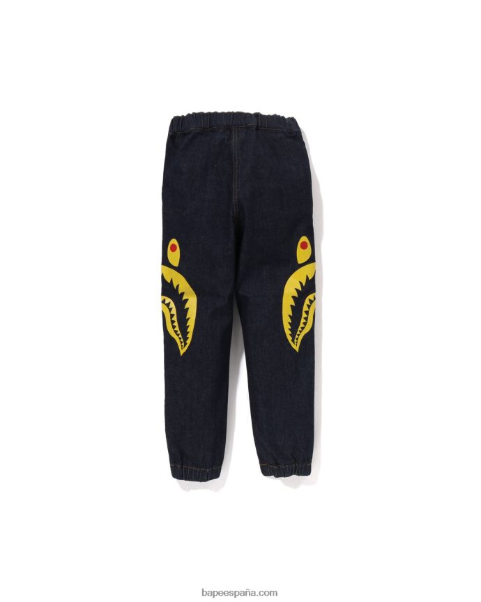 niños A Bathing Ape pantalones de mezclilla tipo jogger con tiburón lateral 288PLL1405 mezclilla
