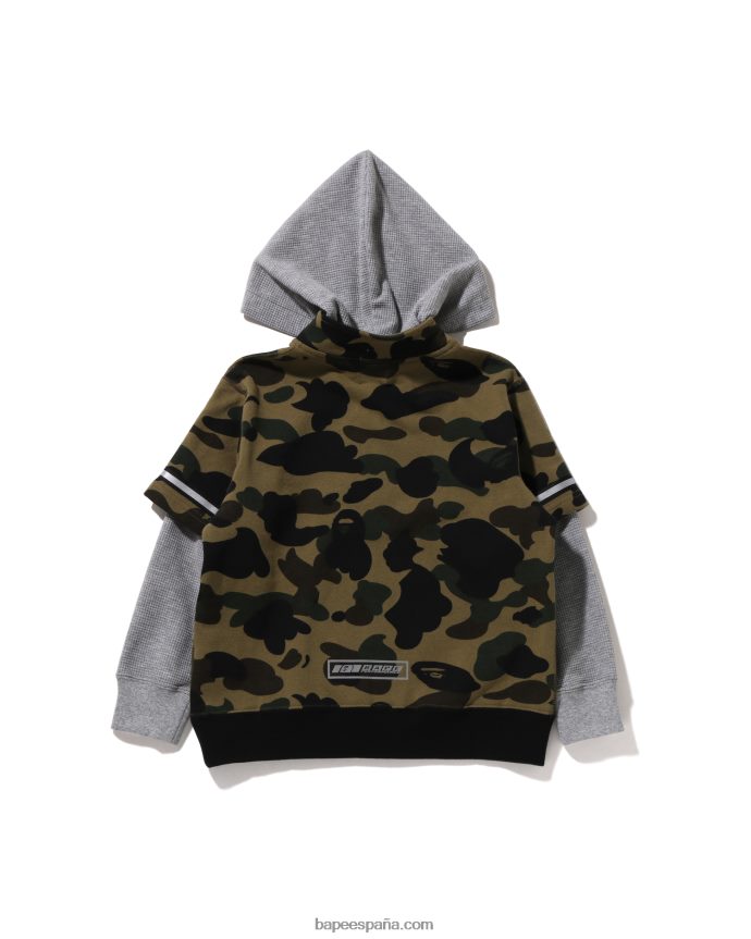 niños A Bathing Ape 1st camo racing sudadera con capucha a capas 288PLL1668 ejercito verde
