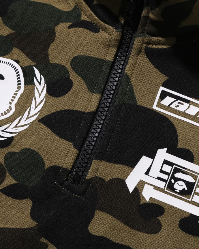 niños A Bathing Ape 1st camo racing sudadera con capucha a capas 288PLL1668 ejercito verde