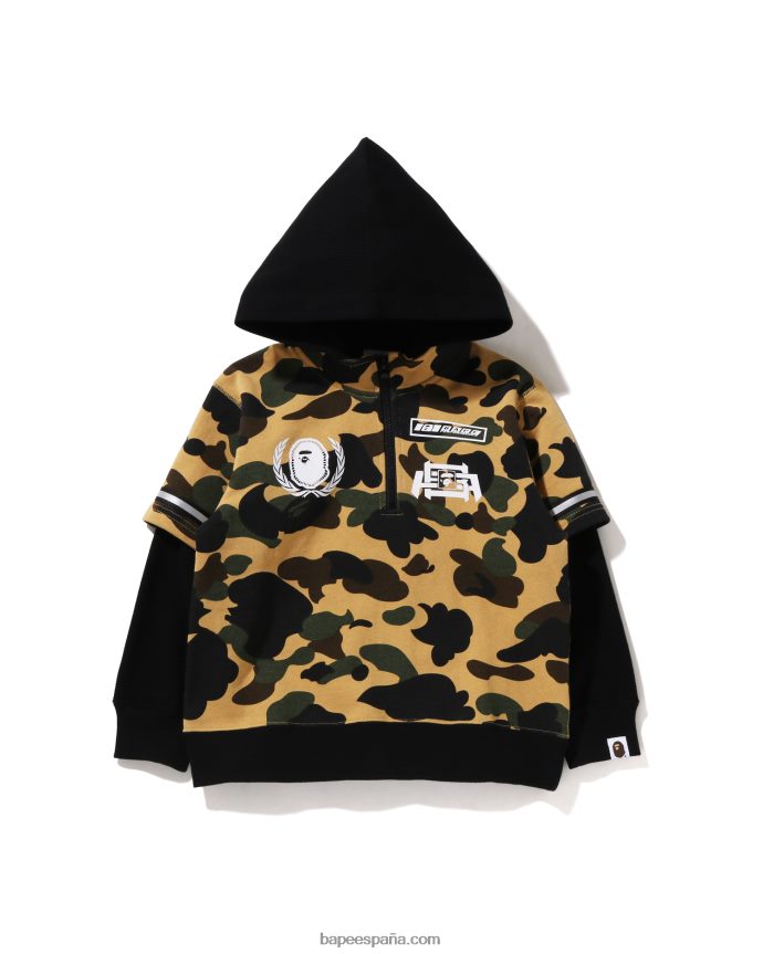 niños A Bathing Ape 1st camo racing sudadera con capucha a capas 288PLL1669 amarillo