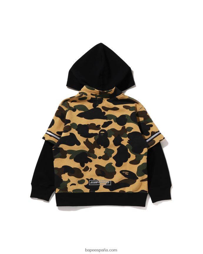 niños A Bathing Ape 1st camo racing sudadera con capucha a capas 288PLL1669 amarillo