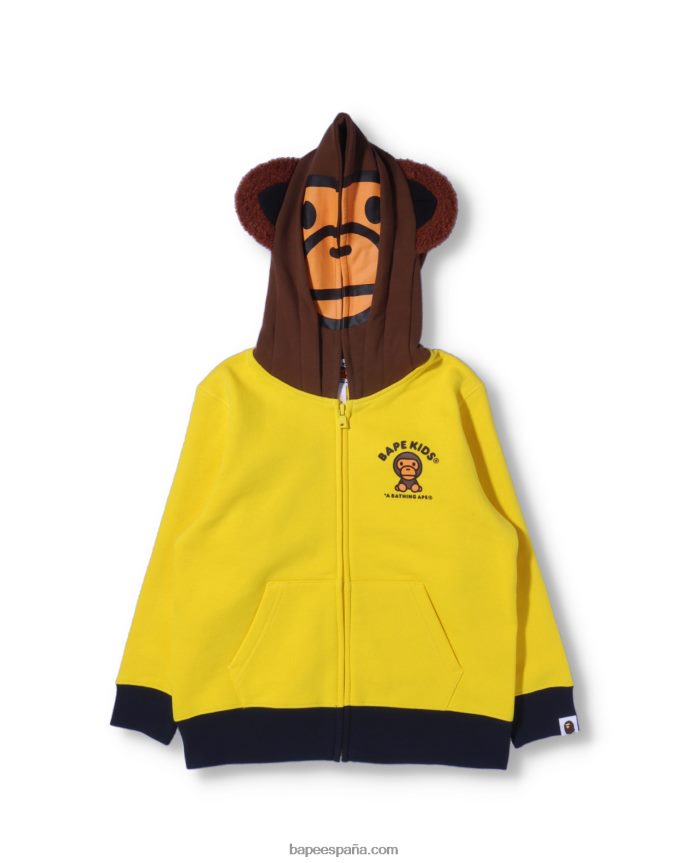 niños A Bathing Ape Sudadera con capucha y cremallera de Baby Milo Friends 288PLL1760 amarillo