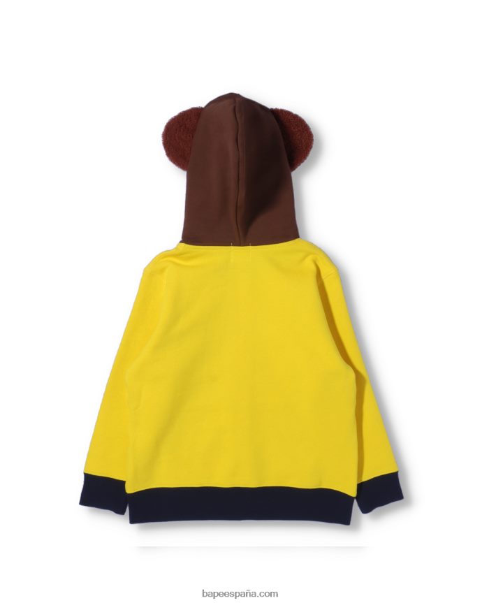 niños A Bathing Ape Sudadera con capucha y cremallera de Baby Milo Friends 288PLL1760 amarillo