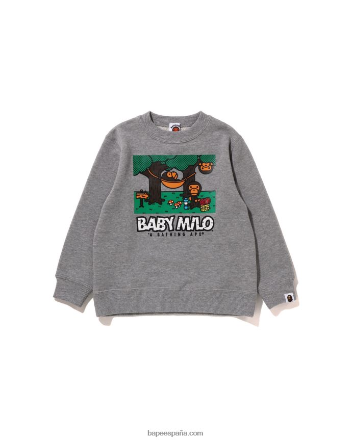 niños A Bathing Ape baby milo camuflaje hamaca cuello redondo 288PLL1353 gris