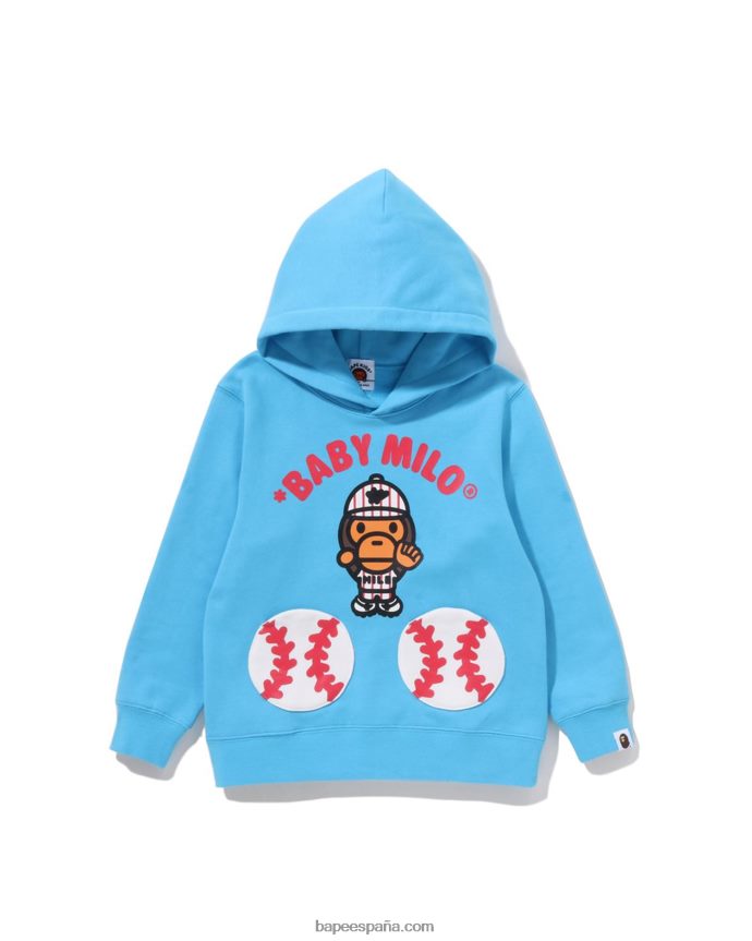 niños A Bathing Ape bebé milo béisbol sudadera con capucha 288PLL1555 cielo azul