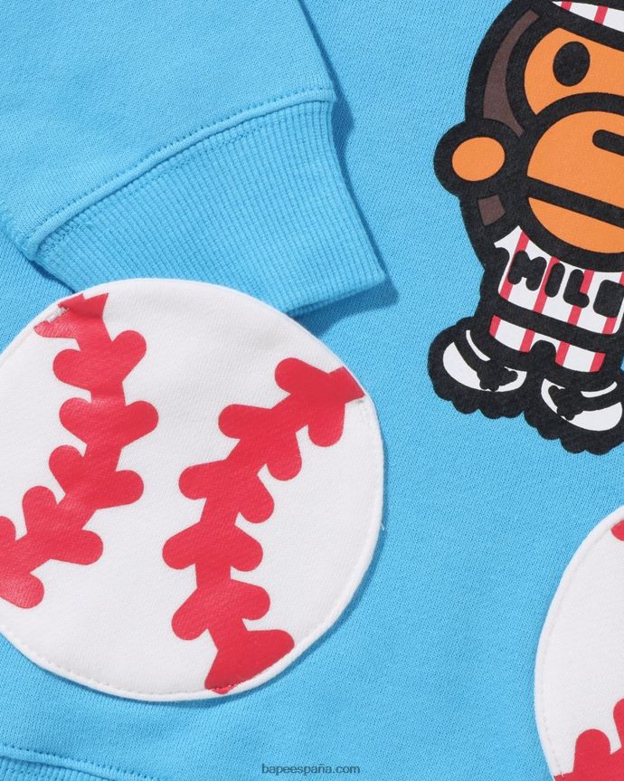 niños A Bathing Ape bebé milo béisbol sudadera con capucha 288PLL1555 cielo azul