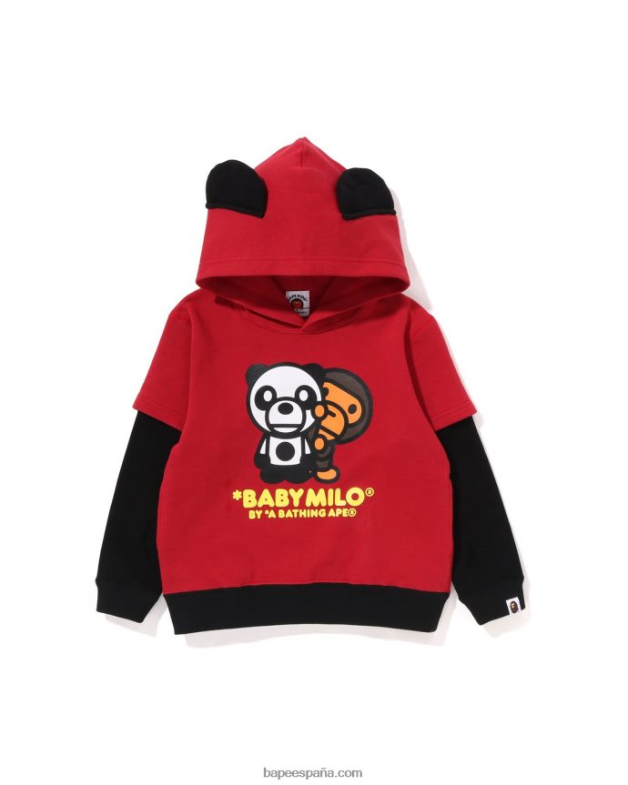 niños A Bathing Ape bebé milo panda sudadera con capucha a capas 288PLL1460 rojo brillante