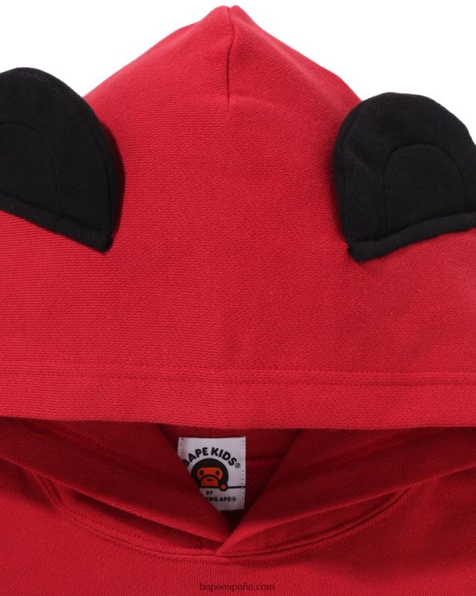 niños A Bathing Ape bebé milo panda sudadera con capucha a capas 288PLL1460 rojo brillante