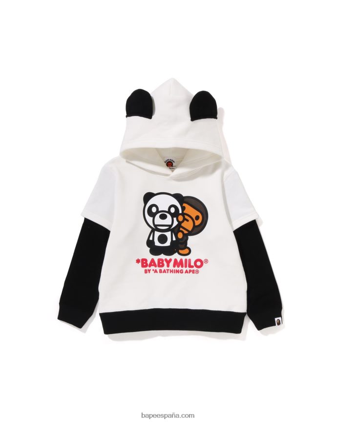 niños A Bathing Ape bebé milo panda sudadera con capucha a capas 288PLL1461 blanco