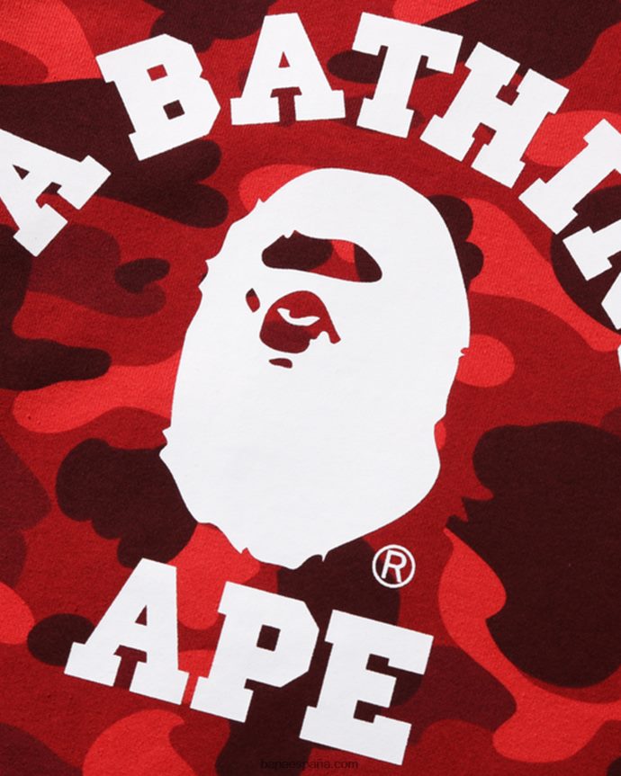 niños A Bathing Ape cuello redondo universitario de camuflaje de color 288PLL1647 rojo brillante