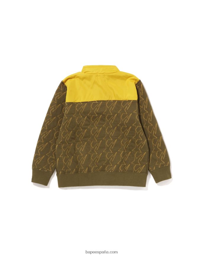 niños A Bathing Ape sta acolchado cabeza medio snap sudor 288PLL1538 caqui oscuro