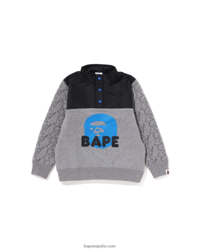 niños A Bathing Ape sta acolchado cabeza medio snap sudor 288PLL1539 gris