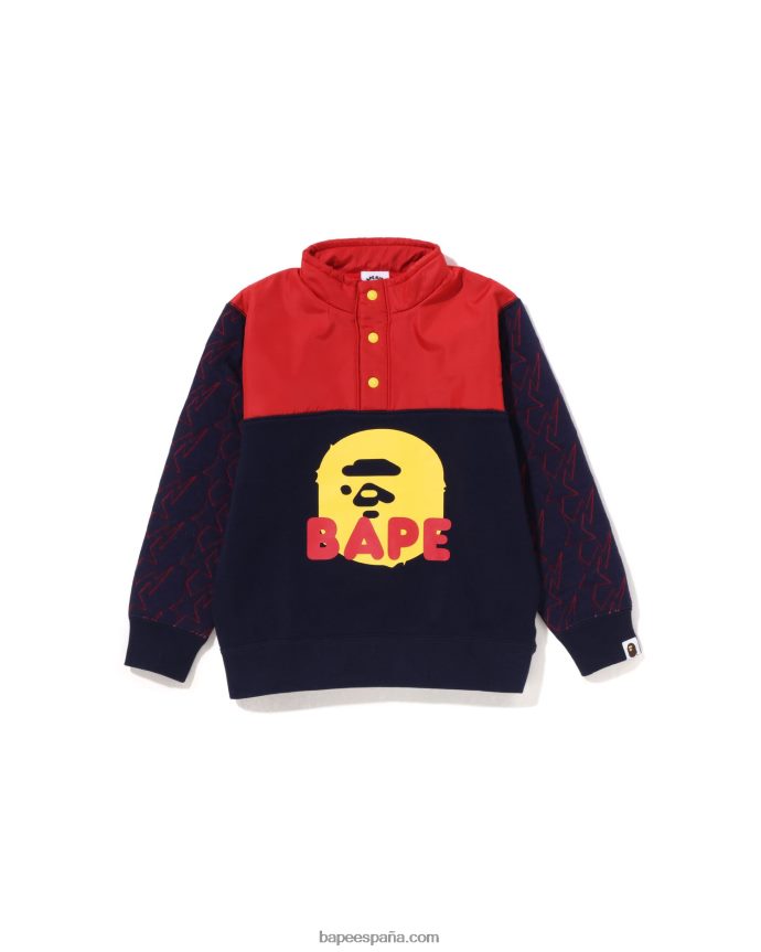 niños A Bathing Ape sta acolchado cabeza medio snap sudor 288PLL1540 azul