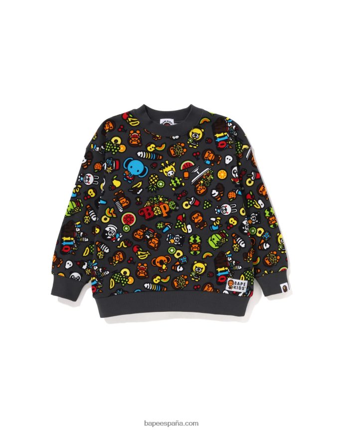 niños A Bathing Ape sudadera baby milo con mezcla de frutas 288PLL1442 gris oscuro