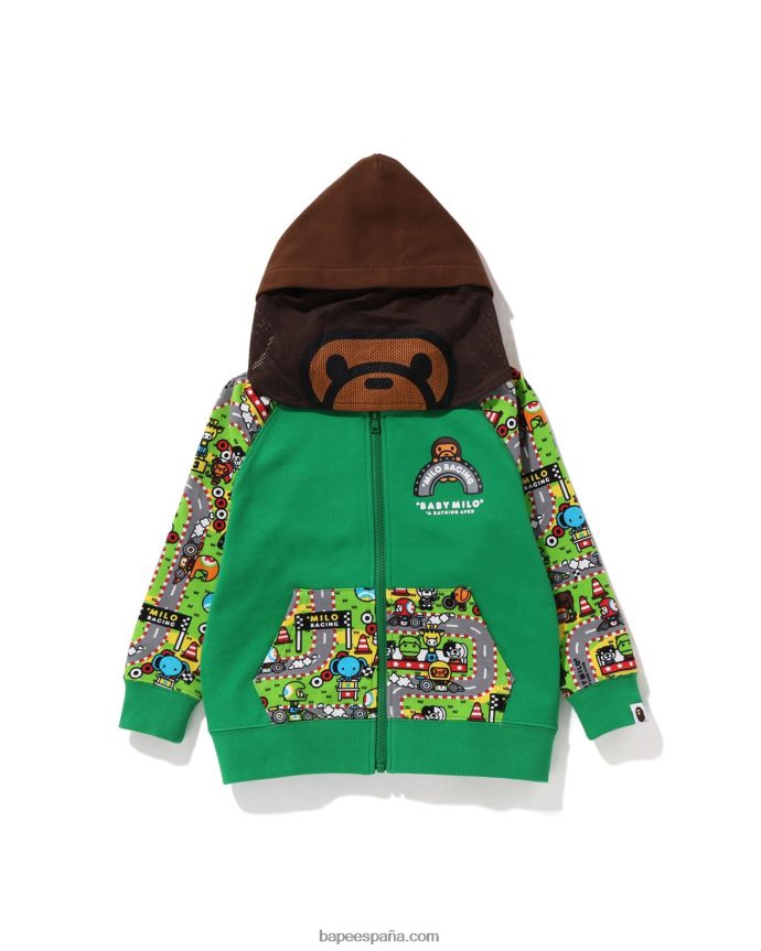 niños A Bathing Ape sudadera con capucha baby milo racing milo face 288PLL1728 verde pavo real