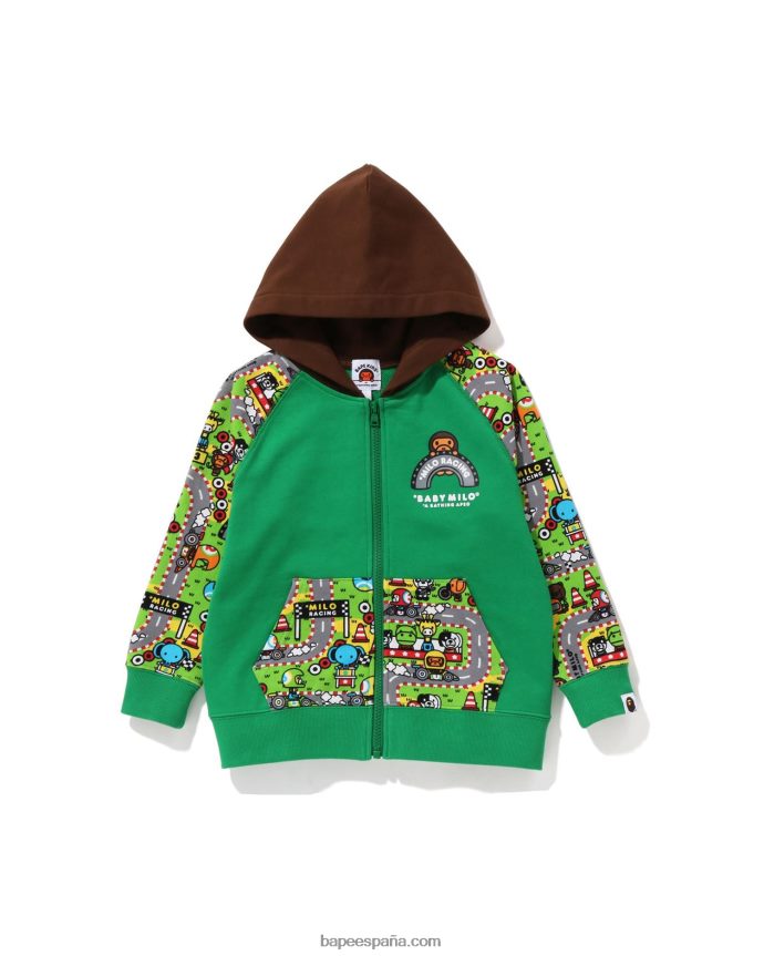 niños A Bathing Ape sudadera con capucha baby milo racing milo face 288PLL1728 verde pavo real
