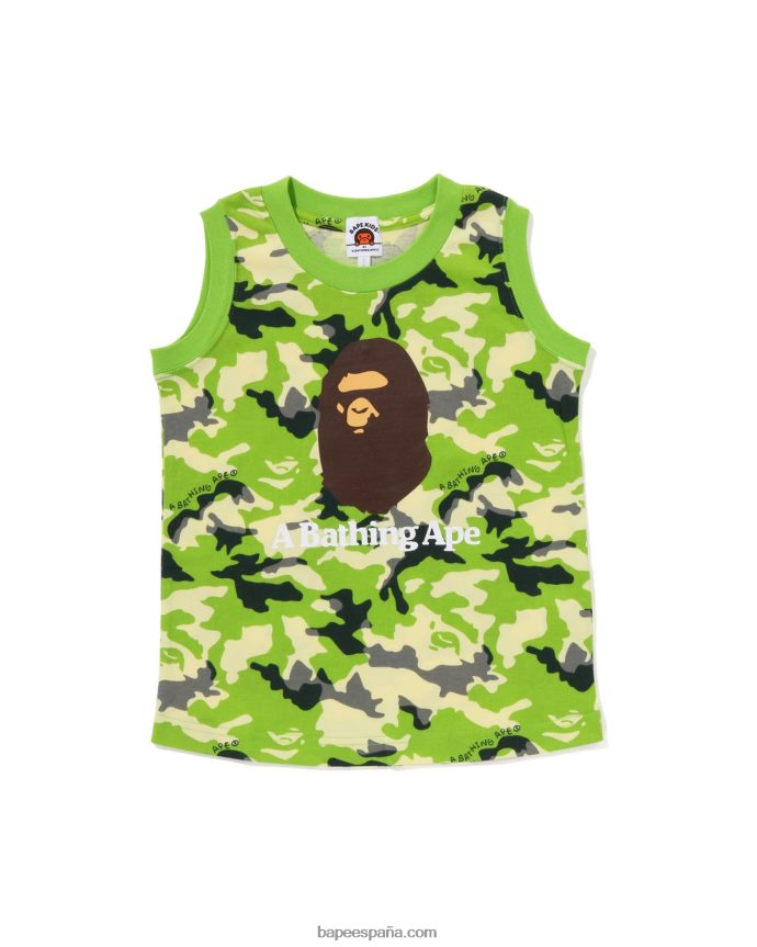 niños A Bathing Ape camiseta sin mangas de camuflaje Woodland 288PLL1366 verde claro