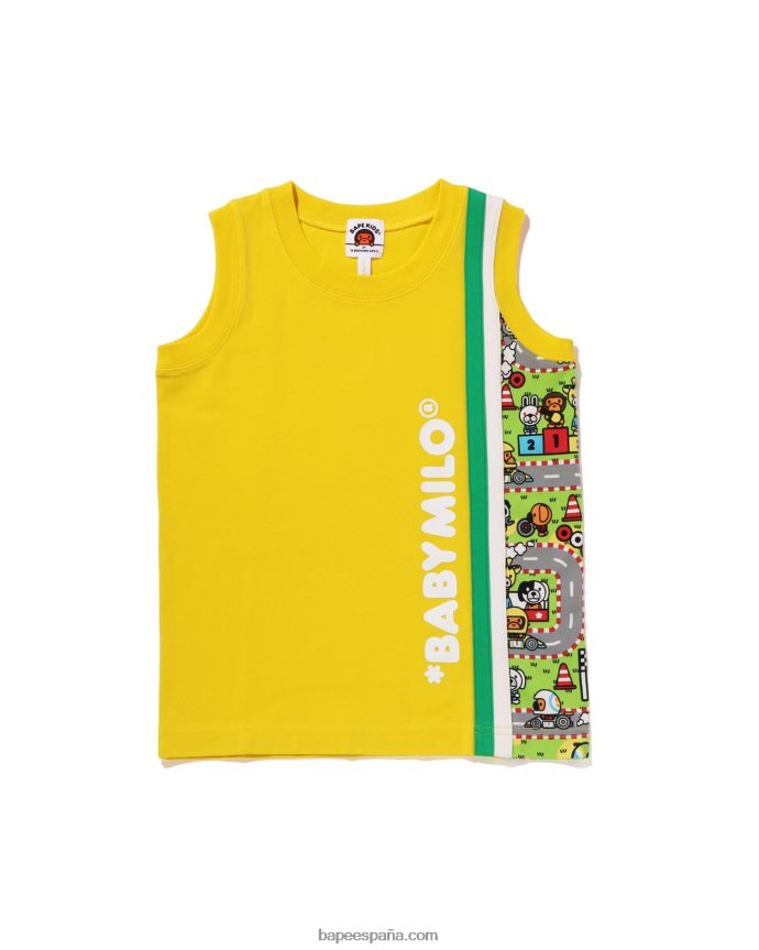 niños A Bathing Ape camiseta sin mangas de carreras baby milo 288PLL1610 amarillo