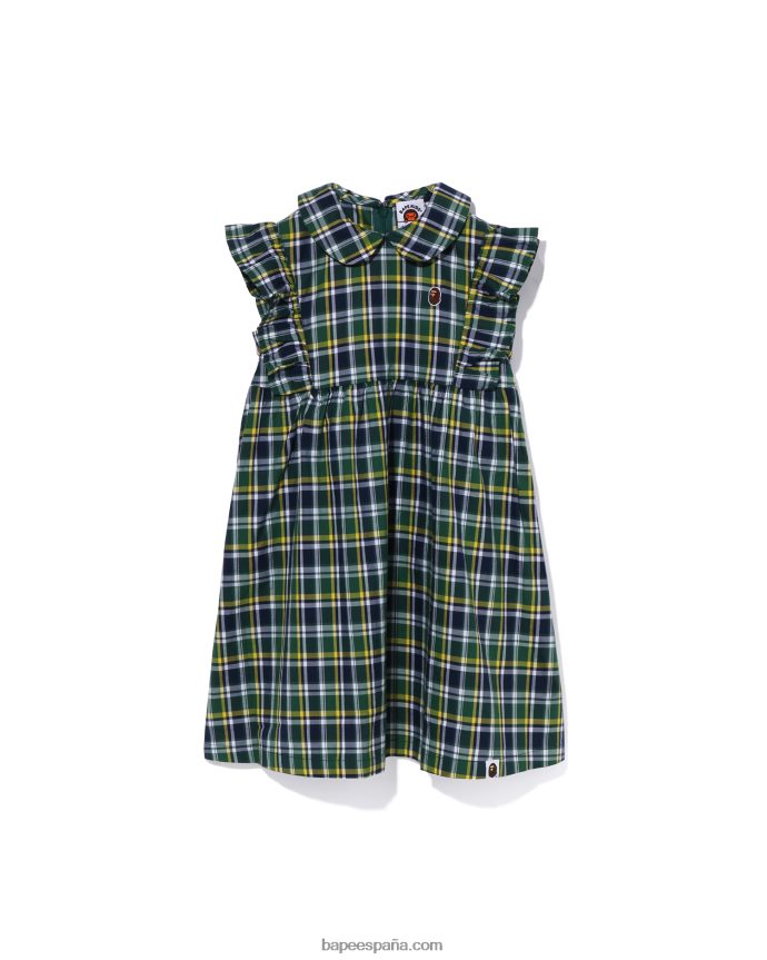 niños A Bathing Ape bañador mini a cuadros con cuello redondo 288PLL1326 ejercito verde