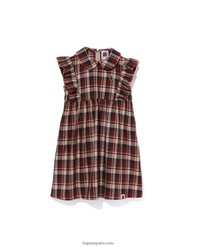 niños A Bathing Ape bañador mini a cuadros con cuello redondo 288PLL1327 rojo brillante