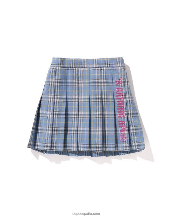 niños A Bathing Ape falda plisada a cuadros 288PLL1670 azul