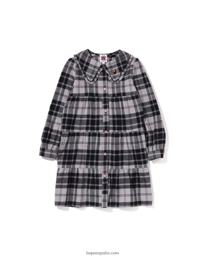niños A Bathing Ape una pieza de cuello grande a cuadros 288PLL1524 gris