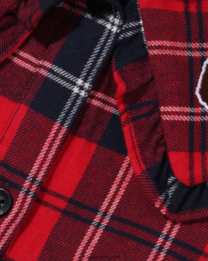 niños A Bathing Ape una pieza de cuello grande a cuadros 288PLL1525 rojo brillante