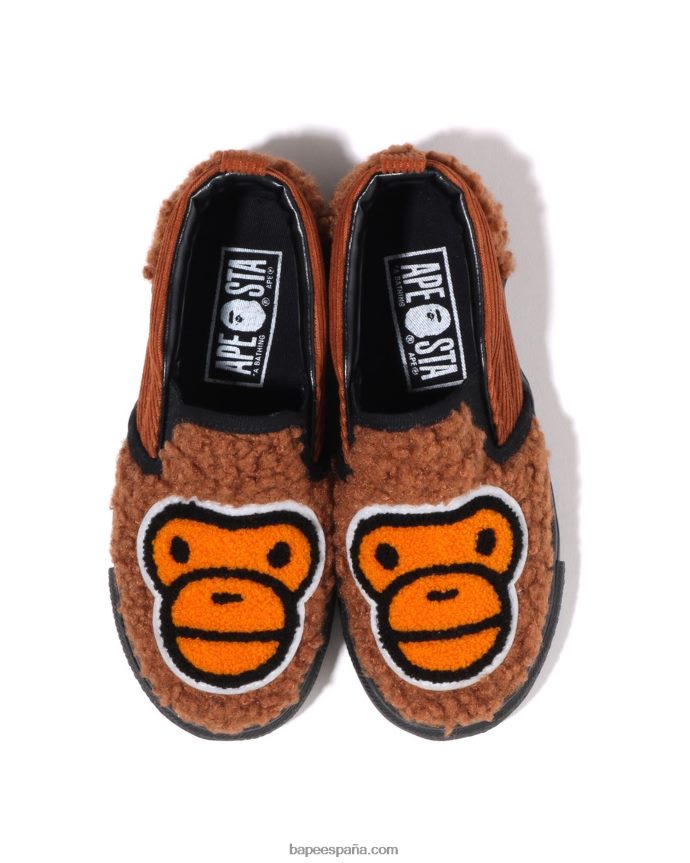 niños A Bathing Ape zapatillas baby milo boa 288PLL1522 marrón