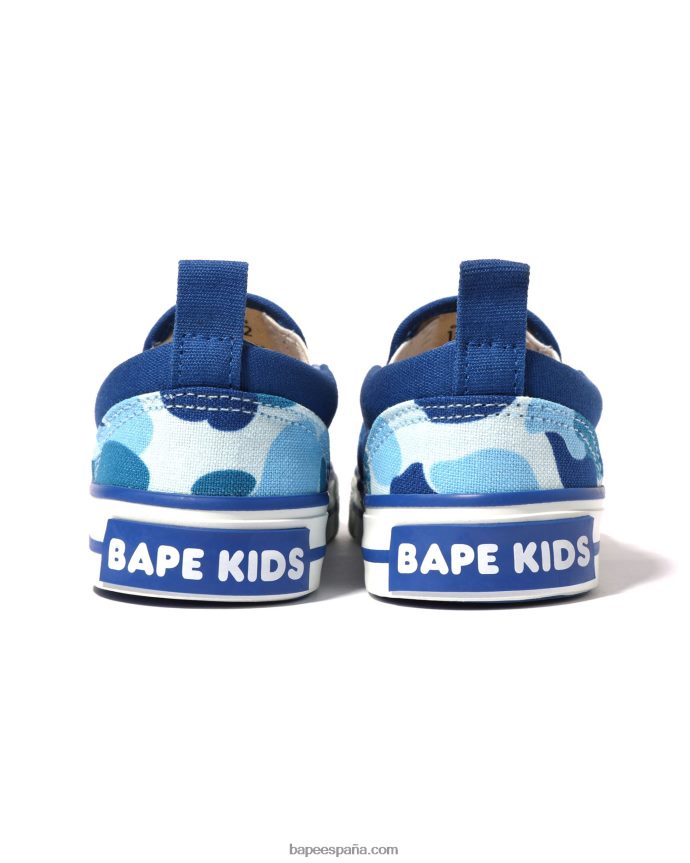 niños A Bathing Ape zapatillas sin cordones con parche de cabeza de camuflaje abc 288PLL1617 azul