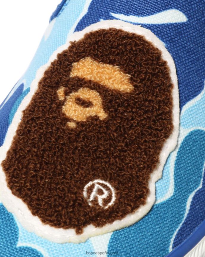 niños A Bathing Ape zapatillas sin cordones con parche de cabeza de camuflaje abc 288PLL1617 azul